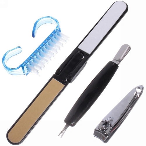 Маникюрный набор на блистере, 4 предмета Ультрамарин (кусачки, щетка, триммер и полировка)_8