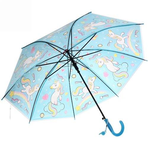 Зонт детский полуавтомат Ультрамарин - Единорожек на луне, 8 спиц, d-85см, длина в слож виде 68см  _19