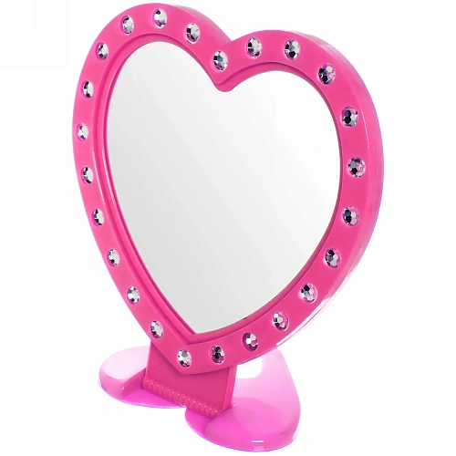 Зеркало настольное в пластиковой оправе Белые выемки сердце, подвесное 1514,5см_6