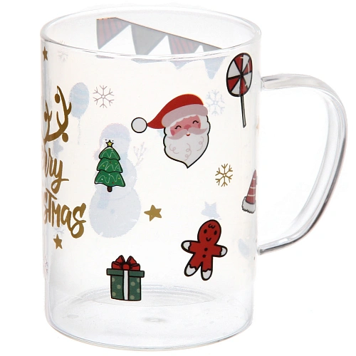 Кружка стеклянная 450мл Тепло праздника, микс рисунков_5