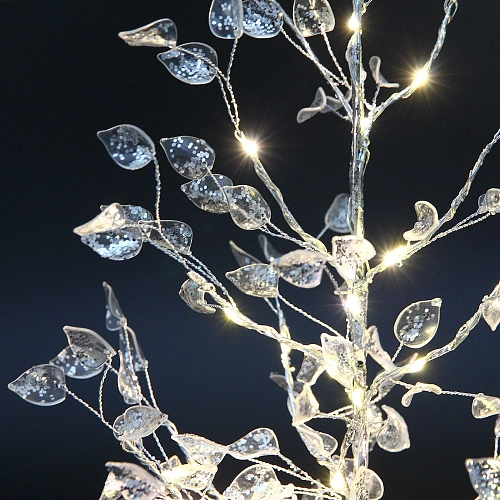 Дерево декоративное Зимнее чудо 50 cм, (с подсветкой на батарейках 2хАА), Серебро_5