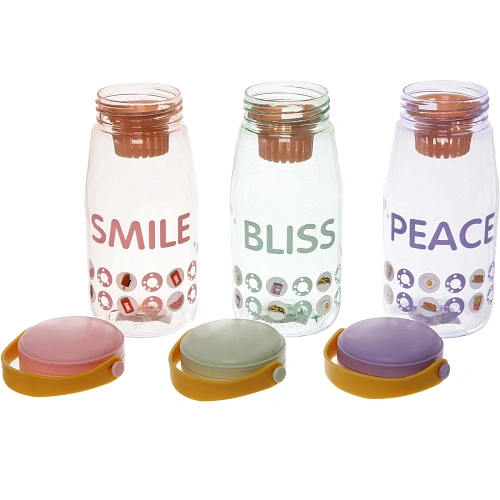 Бутылка питьевая пластиковая 700мл Улыбка, микс цветов_3