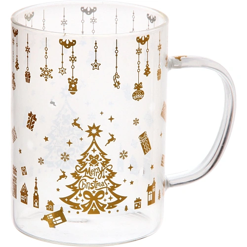 Кружка стеклянная 450мл Праздничный блеск, микс рисунков_3