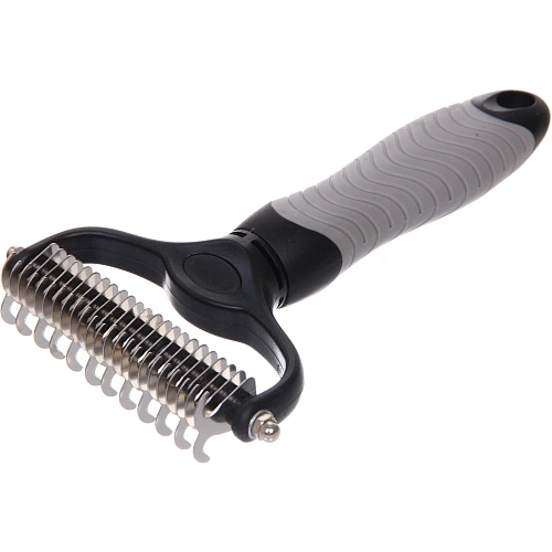 Расческа для удаления колтунов ПРЕМИУМ - МОЙ БРО, прорезиненная ручка, цвет серыйчерный, 18116см (лейбл)_4