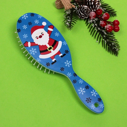 Расчёска массажная Mon Possier - Весёлый Дед Мороз, цвет синий, 7,522,5см_6