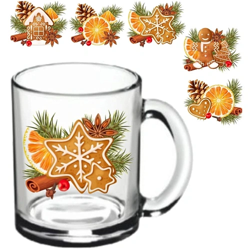 Кружка стеклянная 320мл "Со вкусом праздника" D1208/24