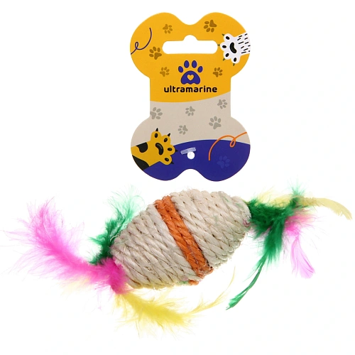 Игрушка для кошек ИГРУЛИК, с перышками, 10см (блистер)_8