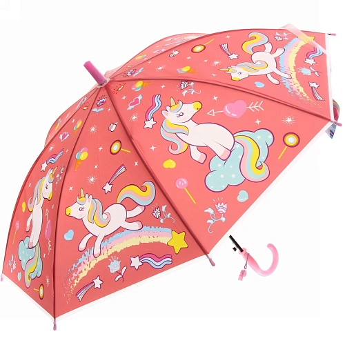 Зонт детский полуавтомат Ультрамарин - Единорожек на луне, 8 спиц, d-85см, длина в слож виде 68см  _8