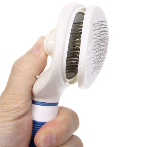 Расческа - пуходёрка для животных ЛАПУСИКИ, коллекция БРО, прорезиненная ручка, цвет белыйголубой, 115215см (блистер)_9