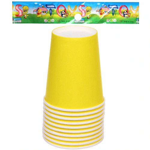 Стакан бумажный 0,2л в наборе 10 шт Желтый _4