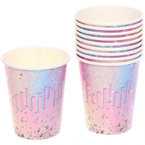 Стакан бумажный 0,2л в наборе 10 шт "Галактика", Розово-голубой