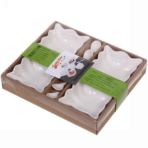 Набор соусников White magic 4шт с ложками Волны_6