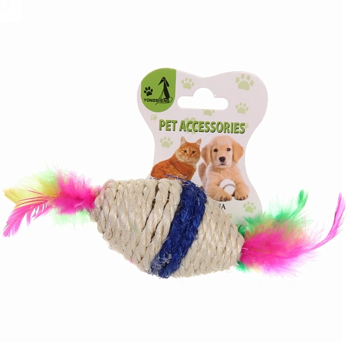 Игрушка для кошки Котя 10см с перьями_5