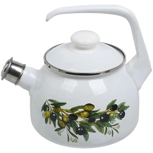 Чайник эмалированный 2,5л "Оливковая ветвь" со свистком С-2711АП/4