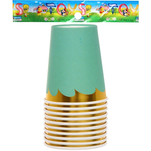 Стакан бумажный 0,2л в наборе 10 шт Праздничный день, изумруд_4