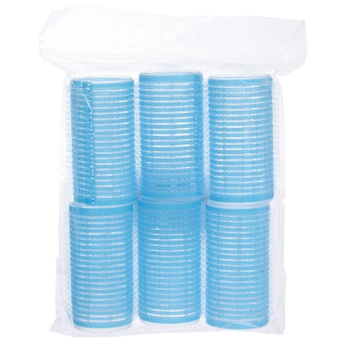 Бигуди липучки, 6шт, однотонные, голубой, d-3см_4