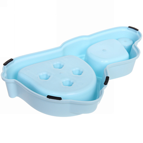 Миска пластиковая для медленного кормления с автопоилкой Колор-Один дома 331817,5см 320мл цвет нежно-голубой_4