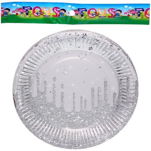 Тарелка бумажная 18 см в наборе 10 шт Галактика, Серебро_3