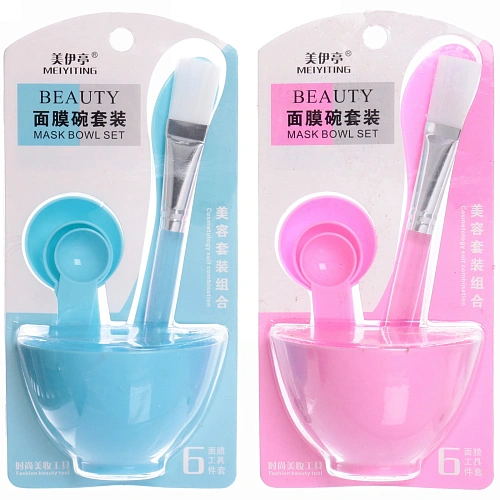 Набор косметический Beauty Bar, кисточка, лопатка, 3 мерных ложки и чаша, микс три цвета, 17,58,5см, _5