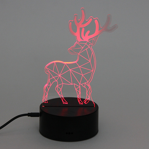 Светильник ночник 3D-Олень на пластиковой подставке, с включателем USB_5
