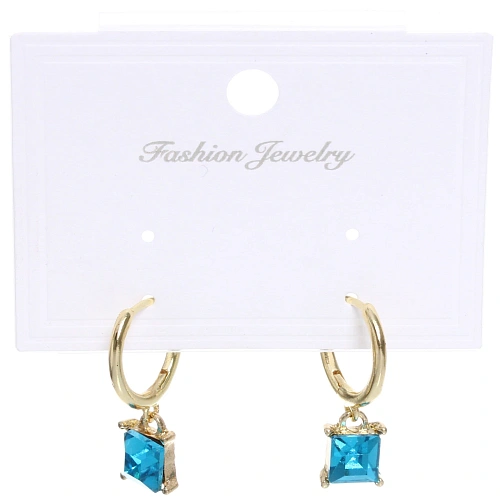 Серьги из гиппоалергенного сплава ЛАТТИ, аквамарин, цвет серебро и золото, 2,5см_5