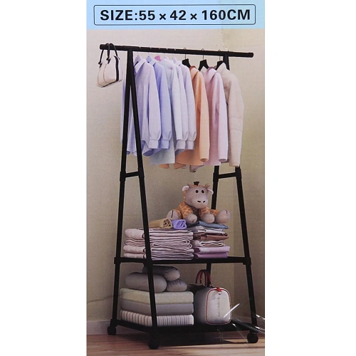 Вешалка гардеробная напольная на колесах с полкой ПЕРФЕКТХАУС, цвет черный, нагрузка 15кг и 5кг на полку, 5542160см_9