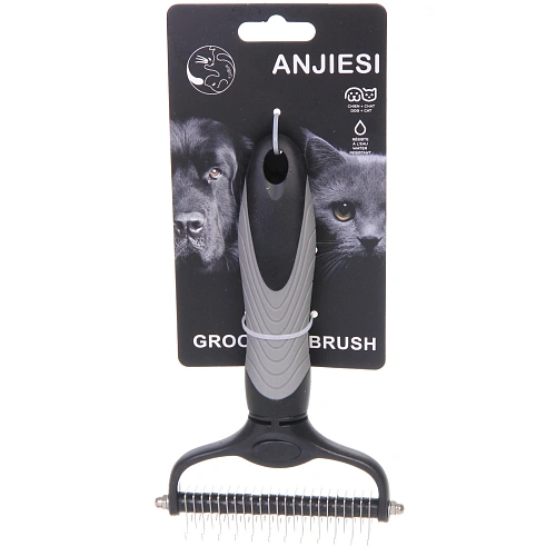 Расческа для удаления колтунов ПРЕМИУМ - МОЙ БРО, прорезиненная ручка, цвет серыйчерный, 18116см (лейбл)_3