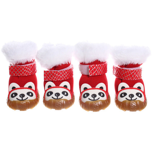 Ботинки зимние для животных МОДНЫЙ БРО, на липучке, цвет красный, размер 3, 5см_6