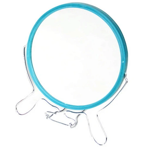 Зеркало настольное в металлической оправе Практика круг, подвесное, двухстороннее d-14см_13