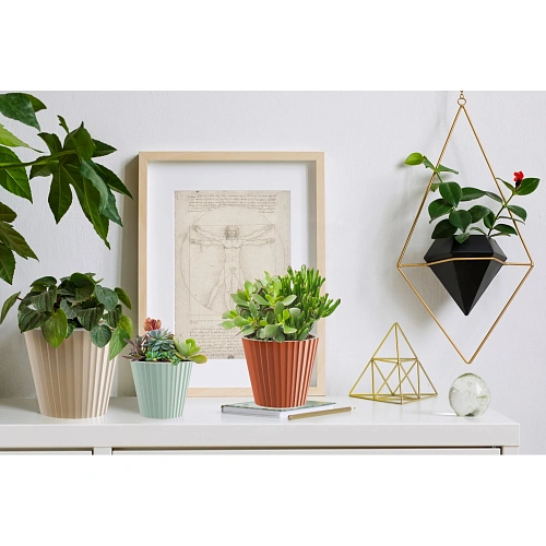 Горшок для цветов пластиковый 10,5л d-28см Sand c дренажной вставкой, молочный шоколад_2