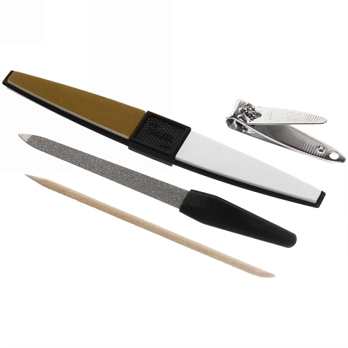 Маникюрный набор на блистере, 4 предмета Ультрамарин (пилка полировка 2шт, кусачки, апельсиновая палочка)_5