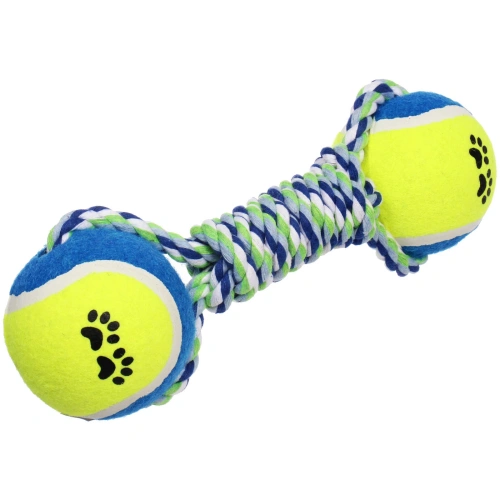 Игрушка-канат для крупных пород собак "Счастливый хвост!", цвет синий/зеленый, 21*6см/180гр