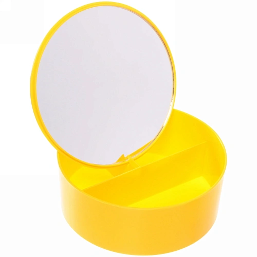 Зеркало настольное с органайзером для косметики Beauty, цвет желтый, 16,517см_4