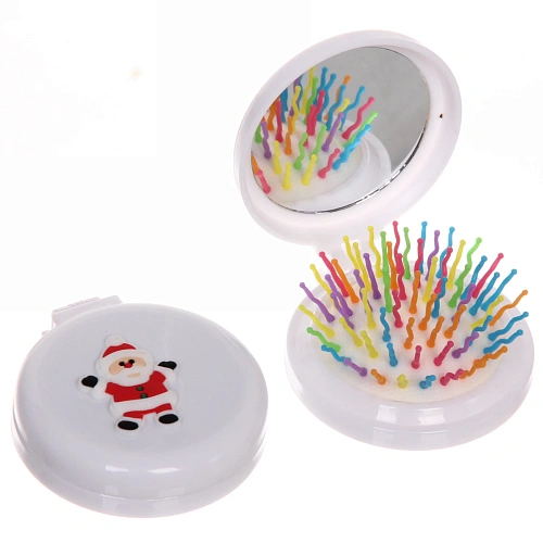 Расчёска массажная складная с зеркалом Новогодний Леденец, цвет микс, d-6см_9