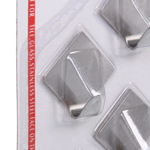 Крючки в наборе 4шт из нержавеющей стали на липкой основе БАСТОФ,  форма ромб, нагрузка 2кг3см_4