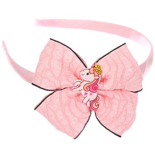 Ободок для волос детский на блистере РОЗОВОЕ ОБЛАКО, единорожек, микс 6 цветов, 1см_12