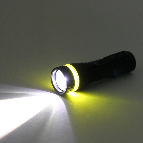 Фонарь ручной 3 режима 1LED+COB Zoom, аккумуляторная батарея 400mAh USB W501_8
