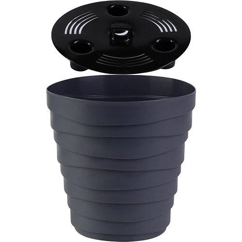 Кашпо для цветов пластиковое 3,5л d-19,7см Бархан Антрацит_2