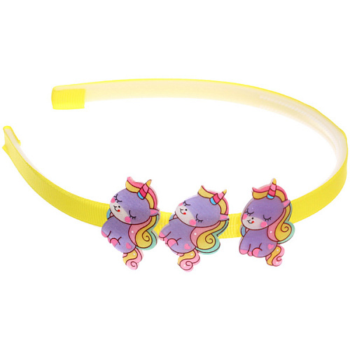 Ободок для волос детский на блистере РОЗОВОЕ ОБЛАКО, единорог, микс 6 цветов, 1см_3