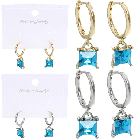 Серьги из гиппоалергенного сплава "ЛАТТИ", аквамарин, цвет серебро и золото, 2,5см