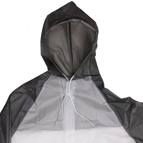 Дождевик-плащ 140 Мкрн 11565см Уральский с капюшоном и завязками, на кнопках, увеличенный , бело-серый ДоброСад_3