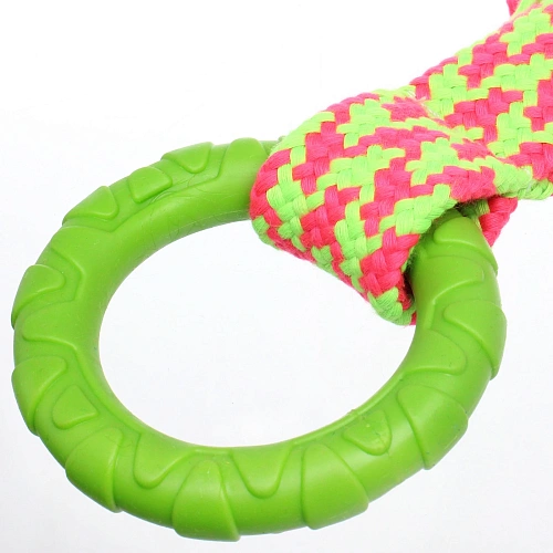 Игрушка-канат для всех пород собак с кольцом Счастливый хвост!, цвет ярко-зеленый, 349см80гр_3