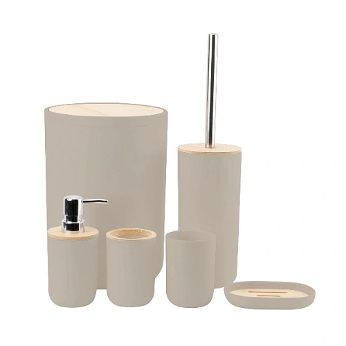 Набор для ванной из 6-ти предметов "Бамбук" бежевый